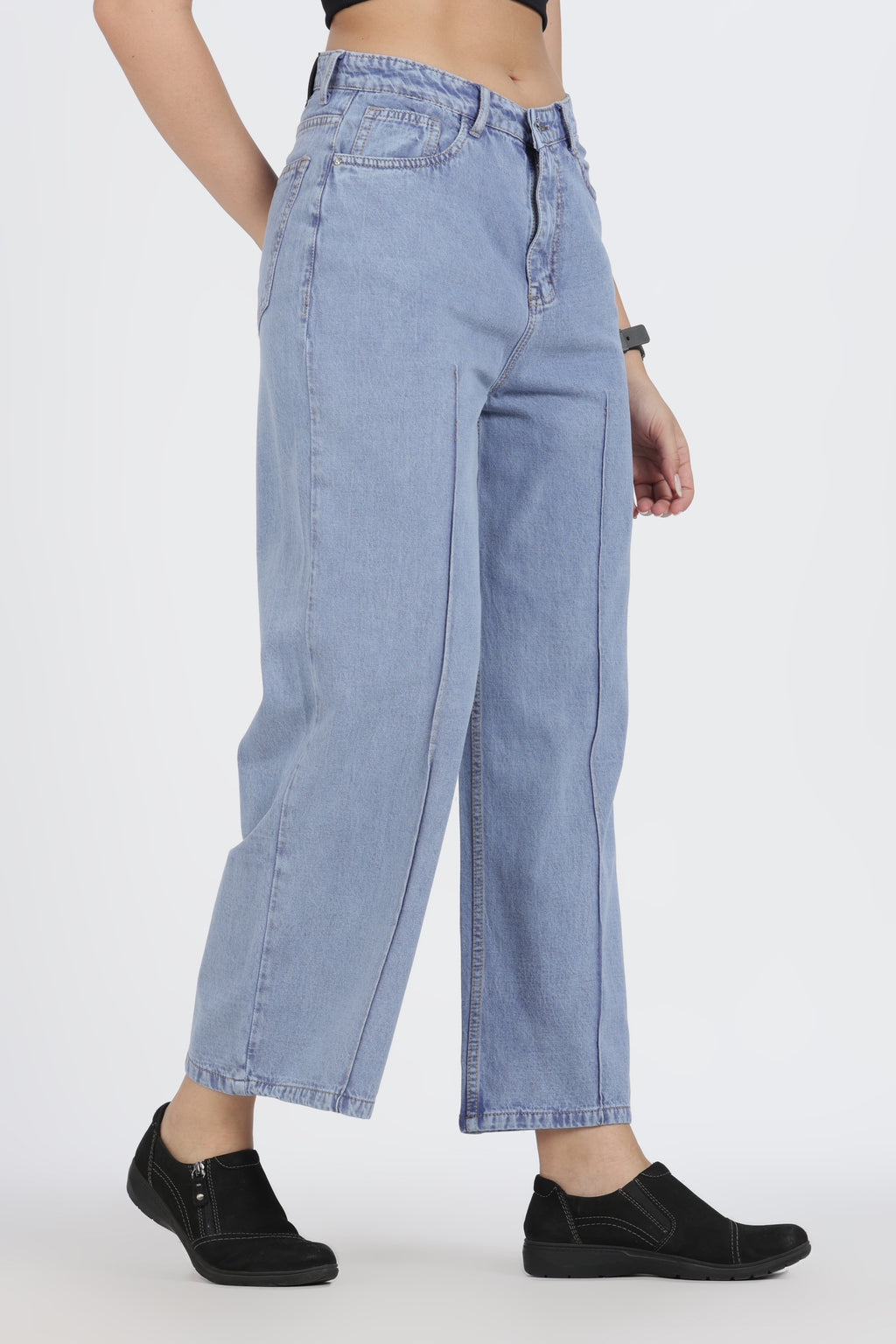 The Front-Seam Wide Leg Jean - Denim Cotton
