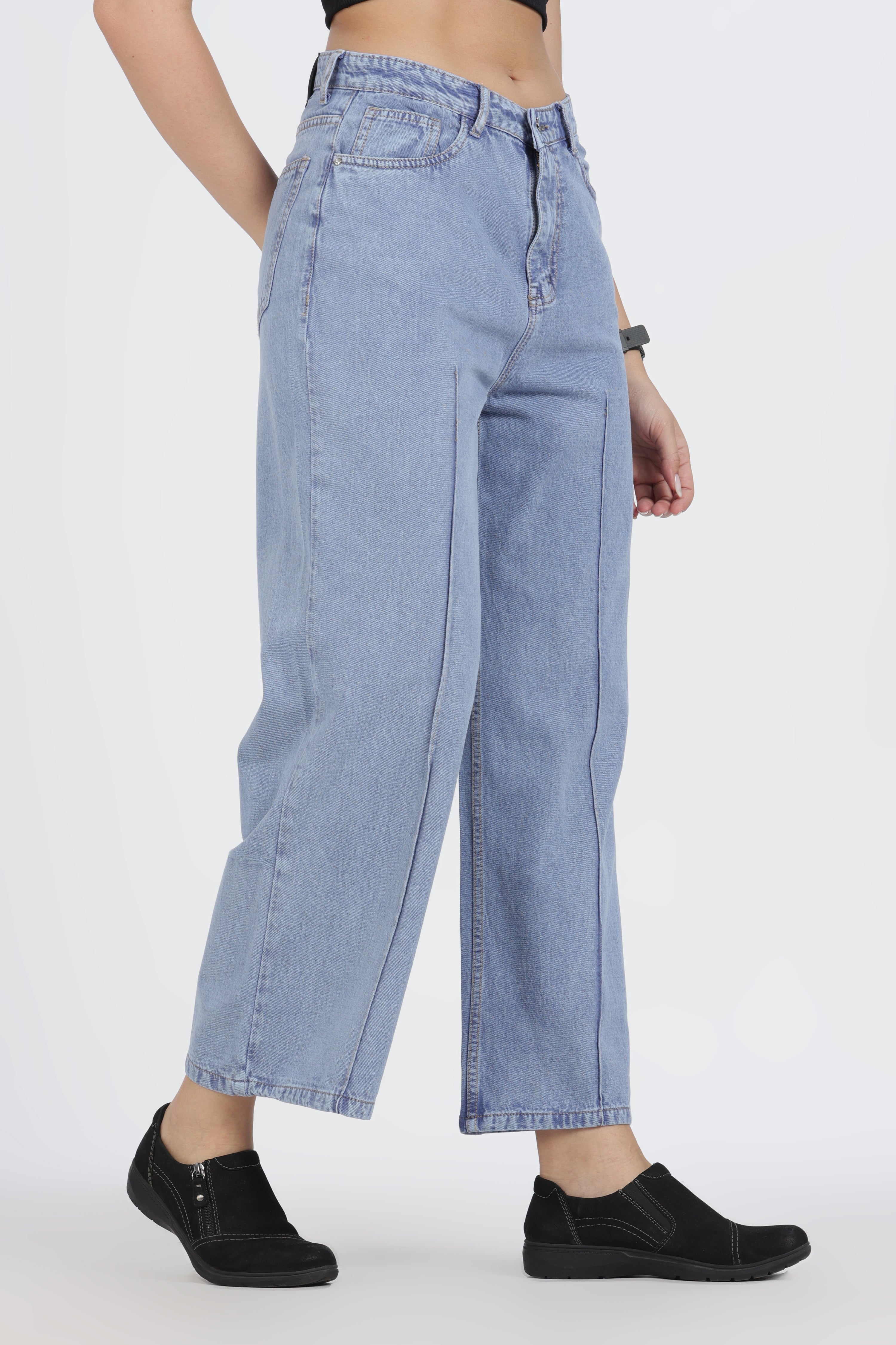 The Front-Seam Wide Leg Jean - Denim Cotton