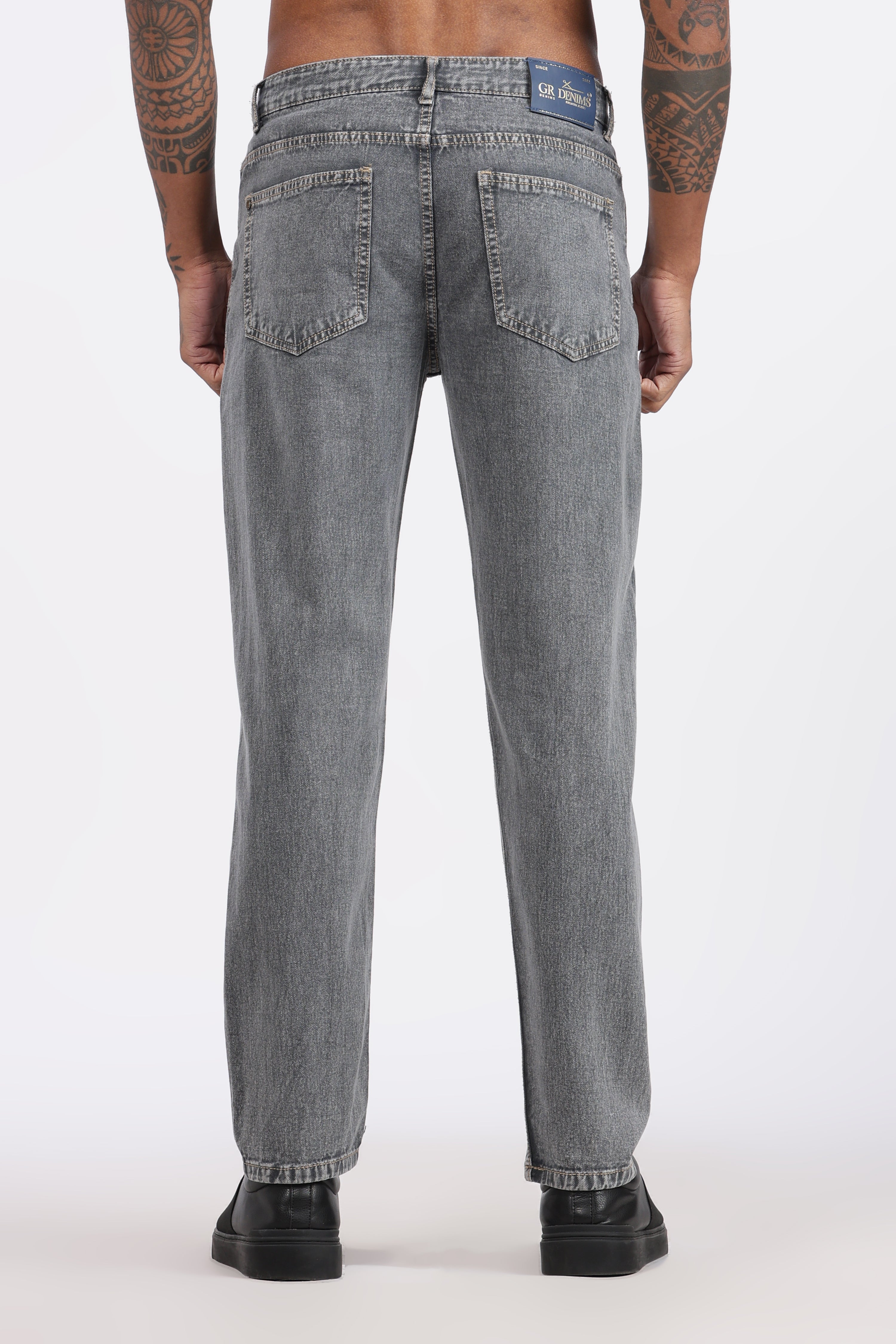 Men's Slim Tapered Jeans - Vintage Acid Wash Grey