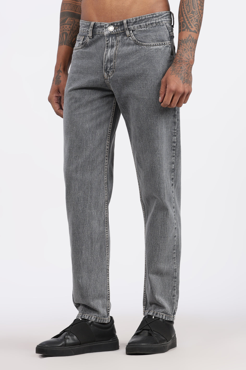 Men's Slim Tapered Jeans - Vintage Acid Wash Grey