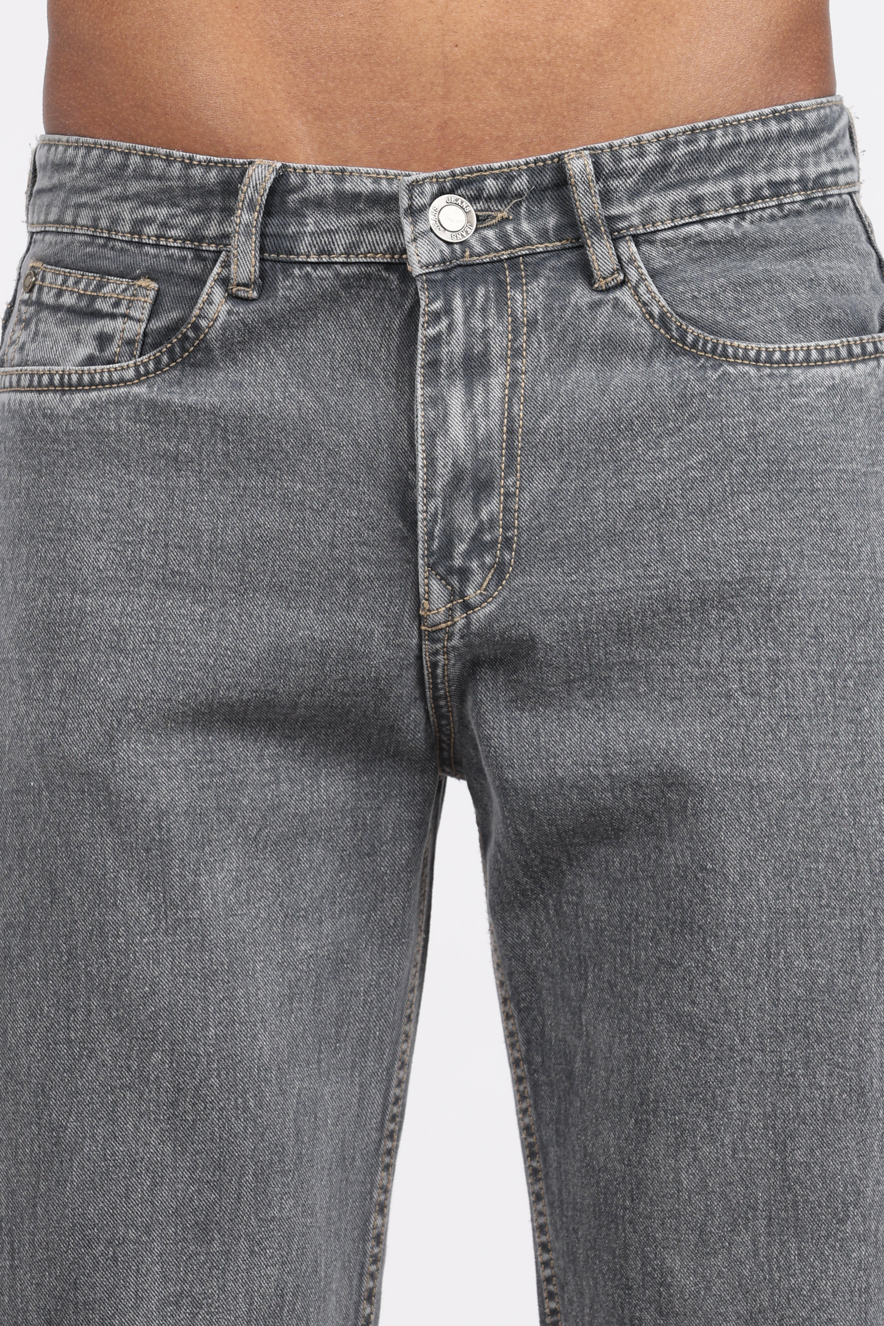 Men's Slim Tapered Jeans - Vintage Acid Wash Grey