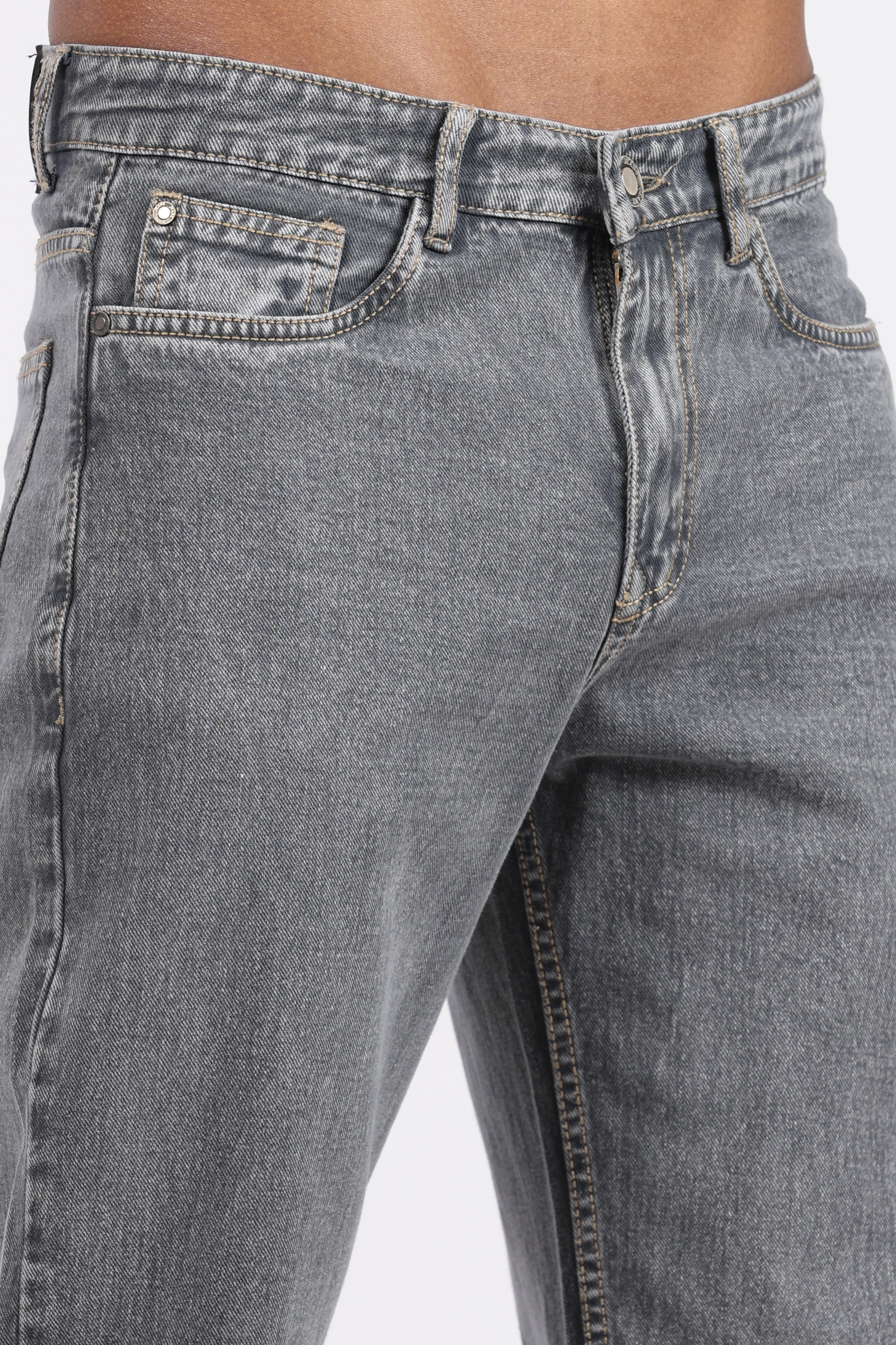 Men's Slim Tapered Jeans - Vintage Acid Wash Grey