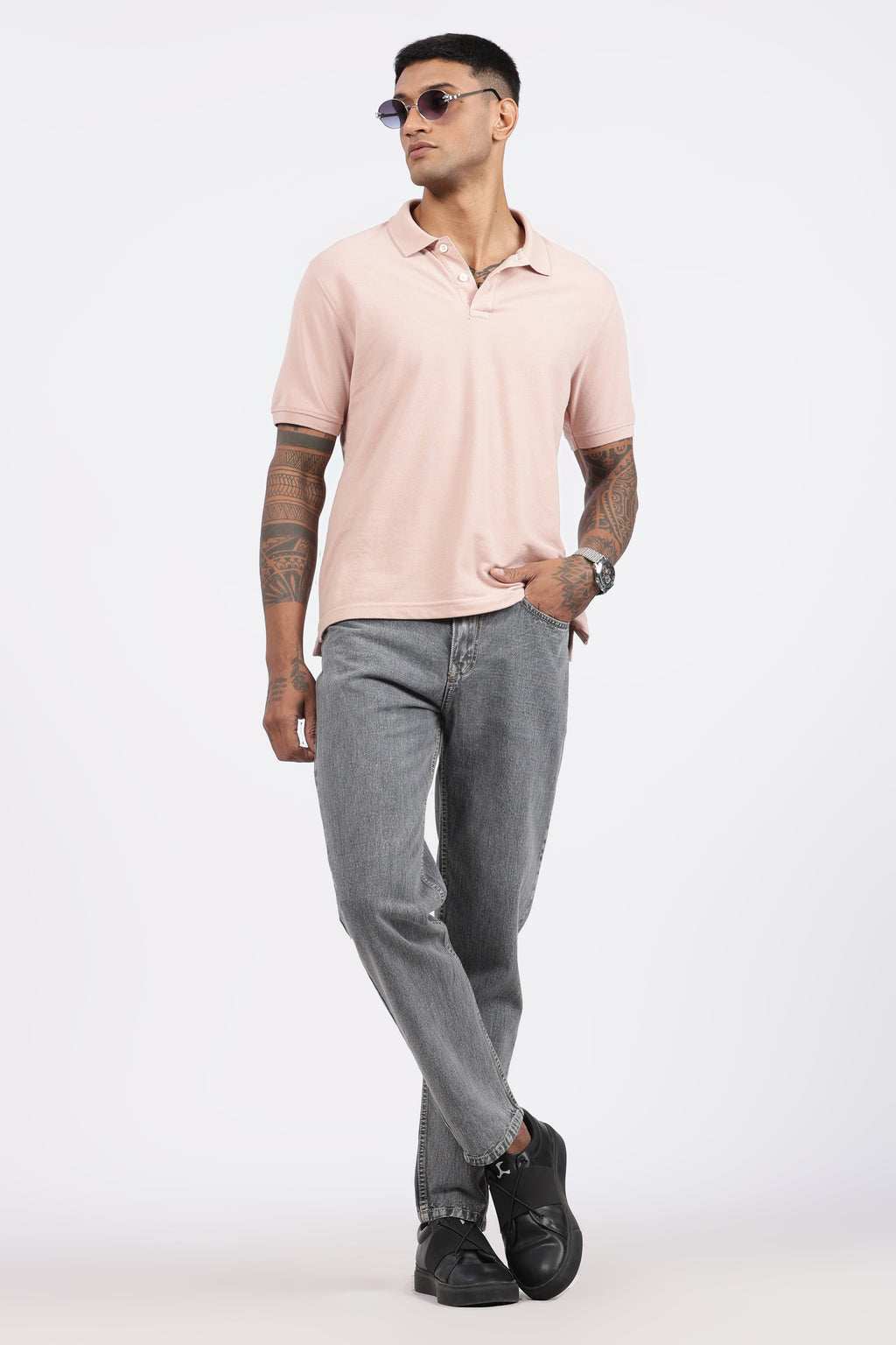 Men's Slim Tapered Jeans - Vintage Acid Wash Grey