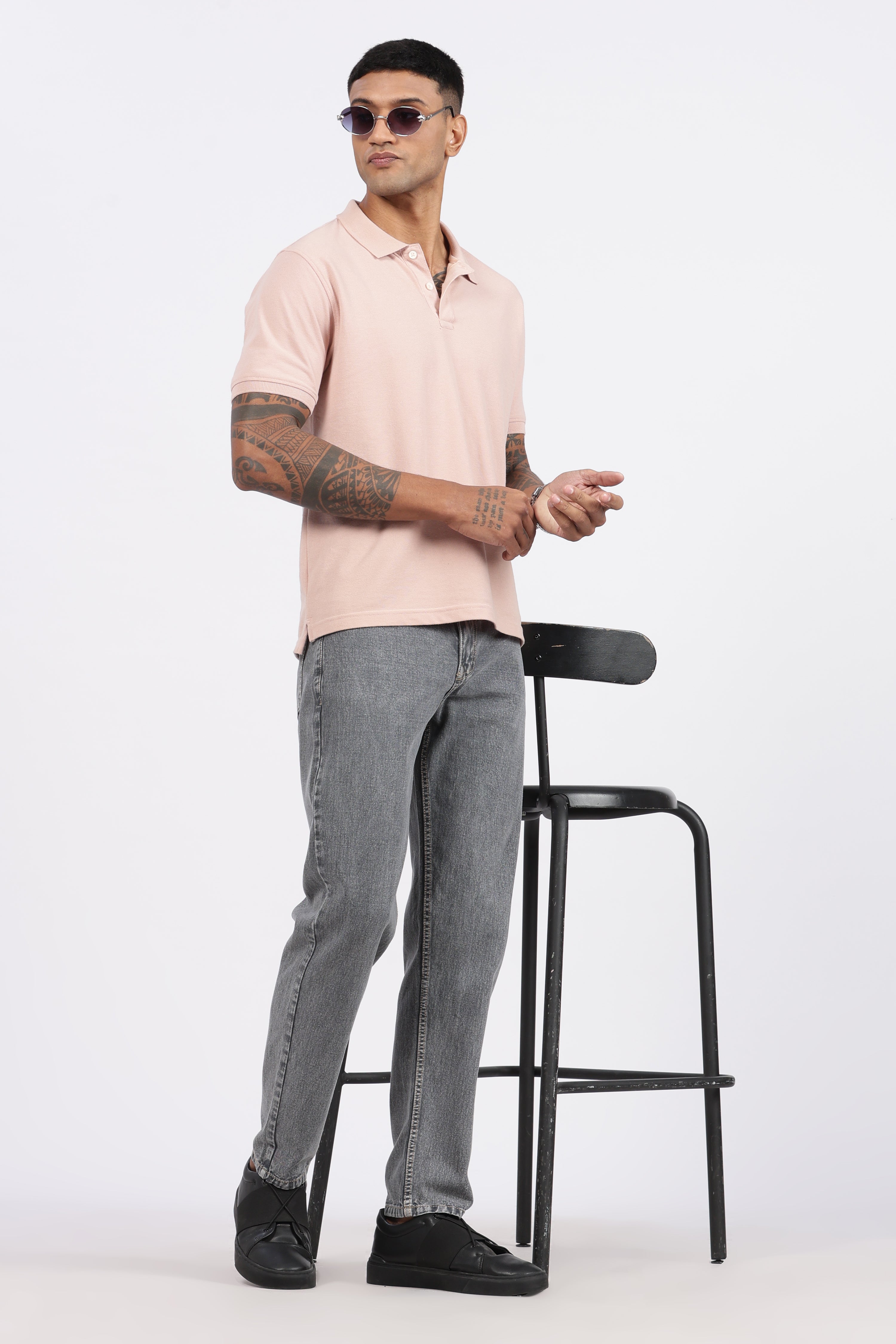 Men's Slim Tapered Jeans - Vintage Acid Wash Grey