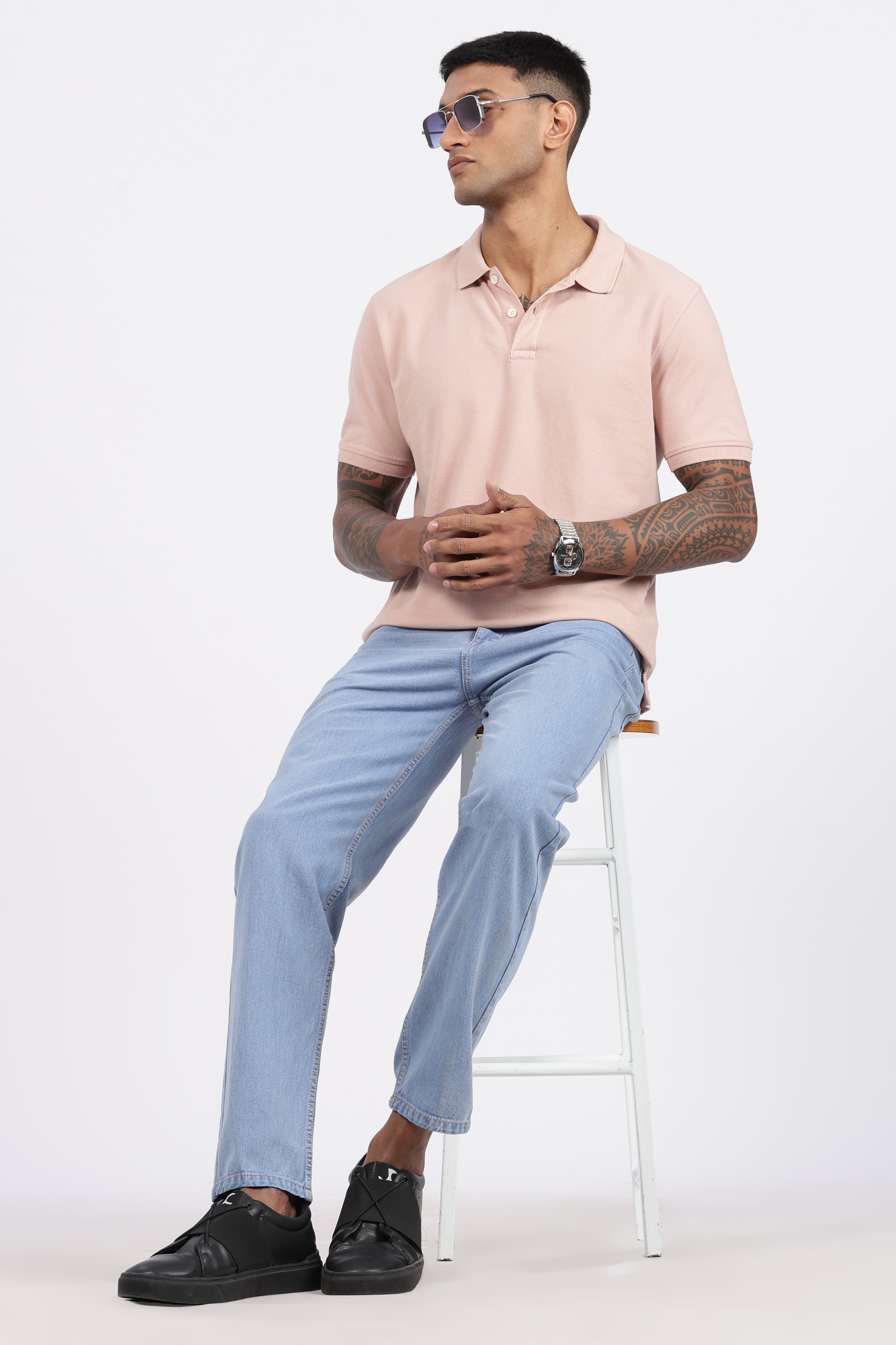 Men's Slim Tapered Jeans - Ice Blue Wash