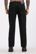 Men's Slim Tapered Jeans with Contrast Stitching - Black