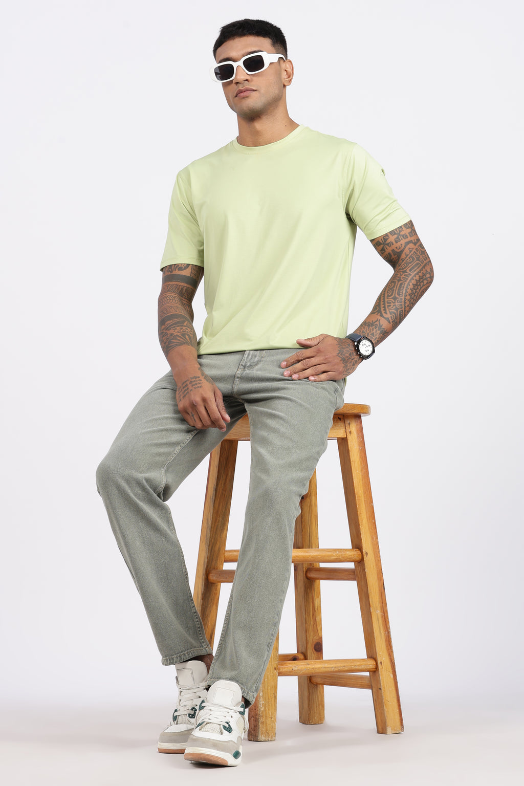 Men's Slim Tapered Jeans - Sage Green Wash