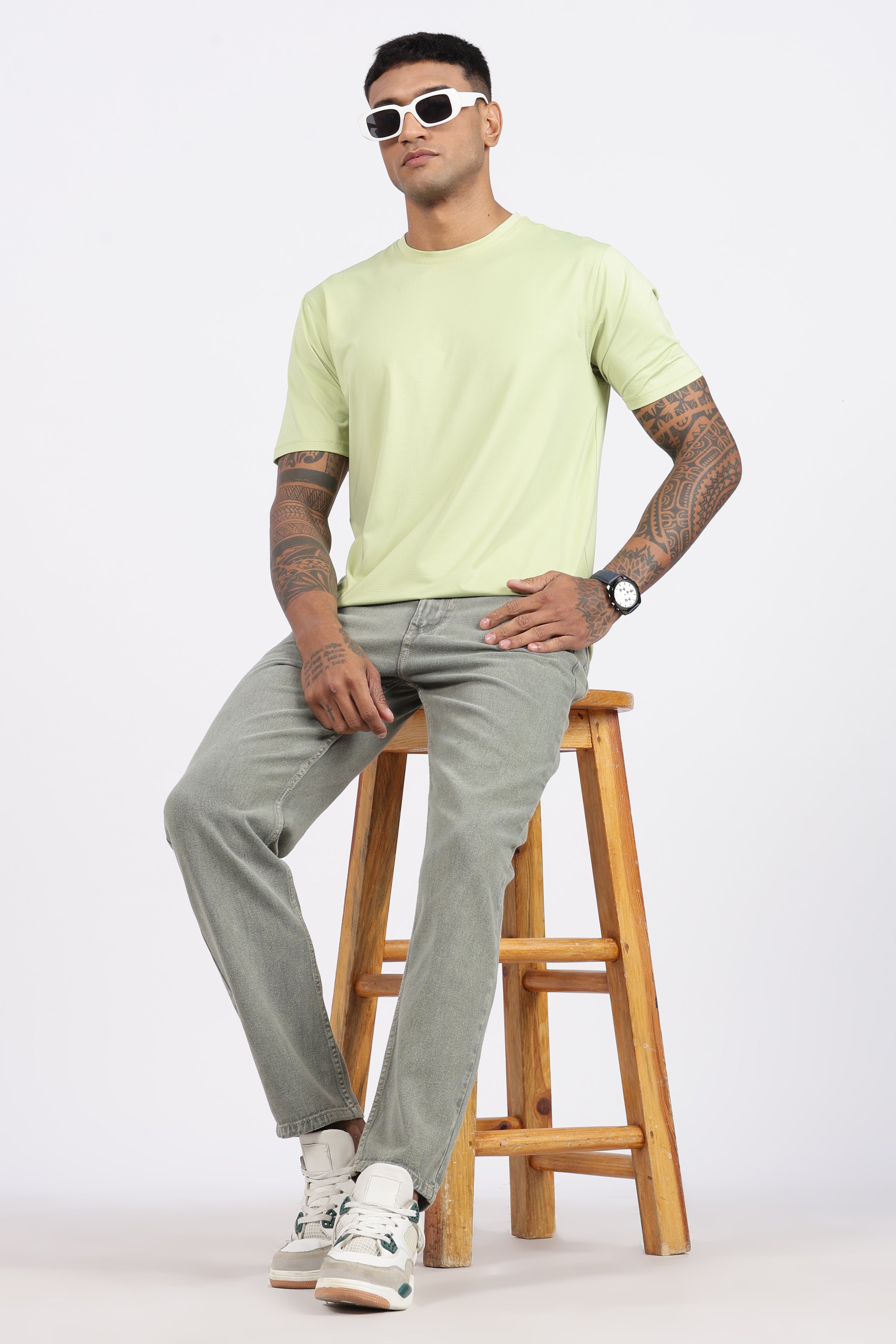 Men's Slim Tapered Jeans - Sage Green Wash