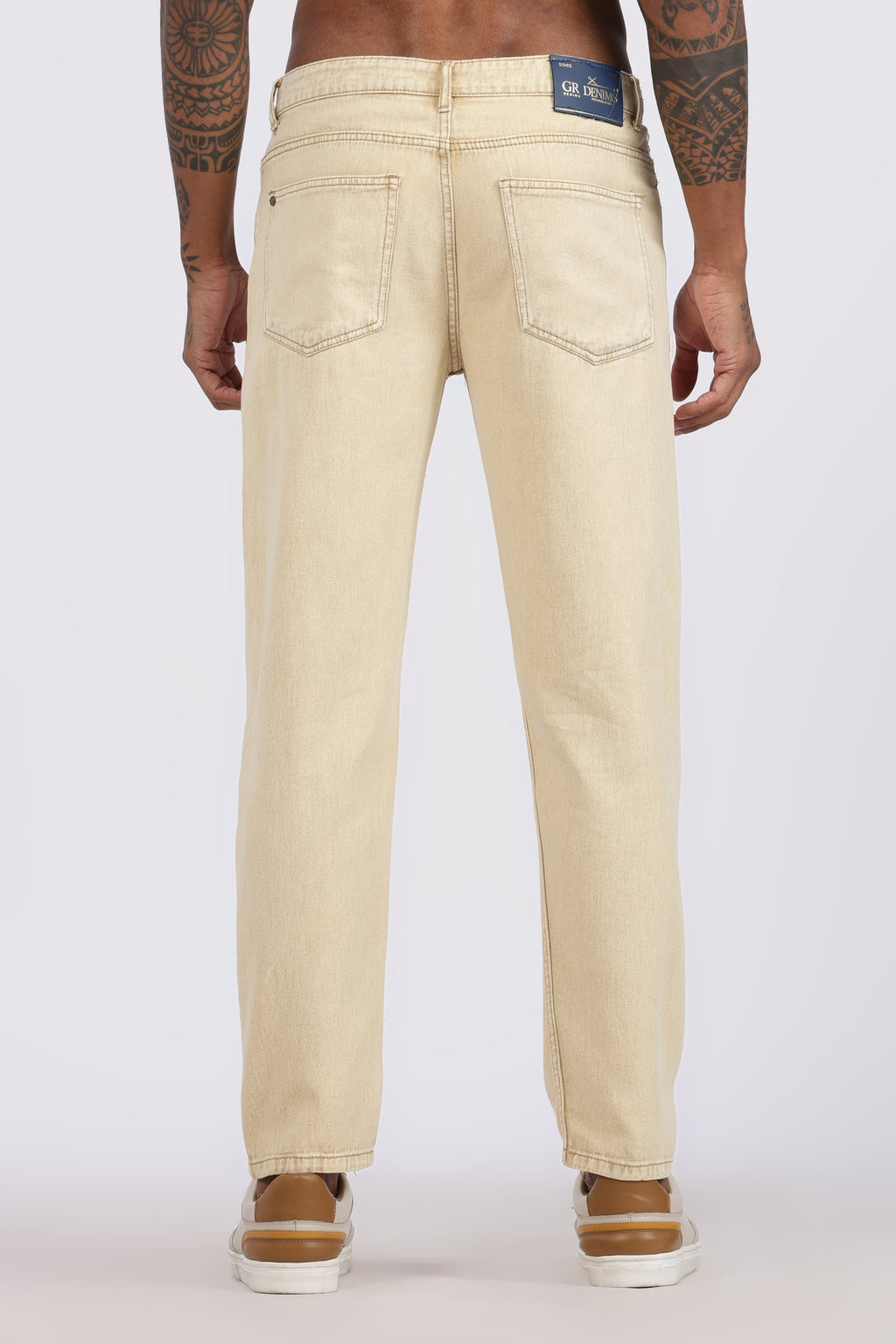 Men's Slim Tapered Jeans - Sand Beige Wash