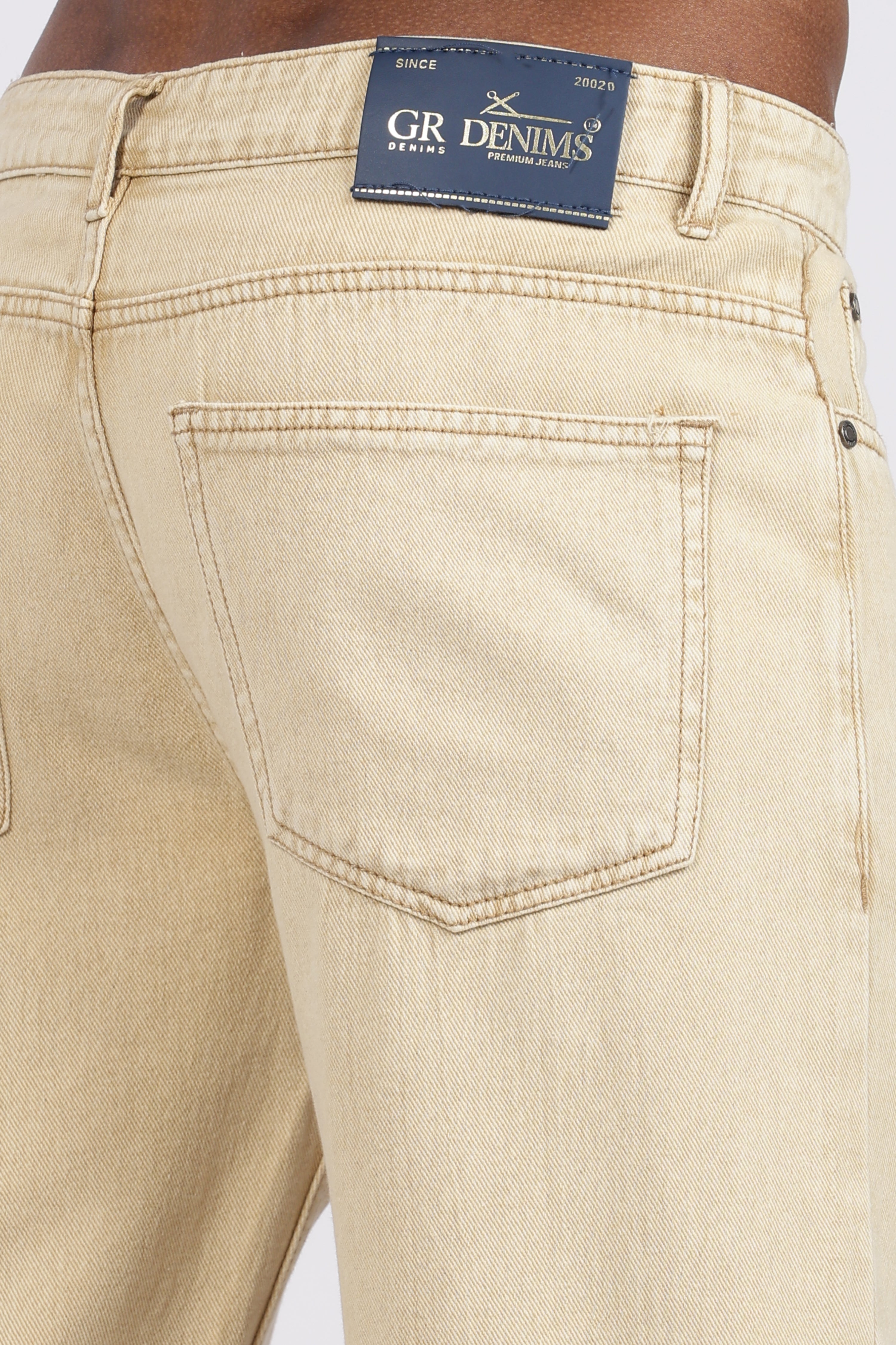 Men's Slim Tapered Jeans - Sand Beige Wash