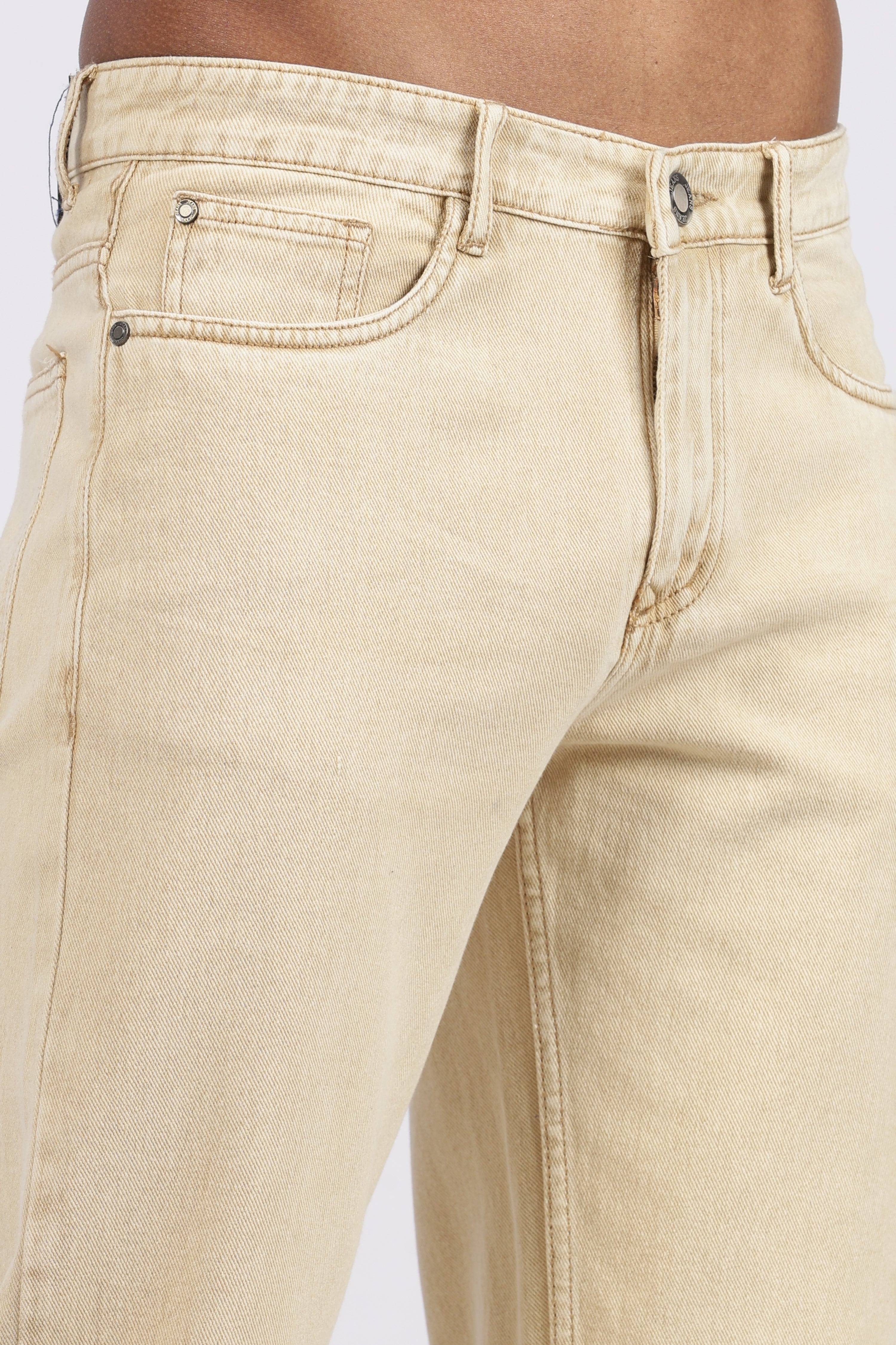 Men's Slim Tapered Jeans - Sand Beige Wash