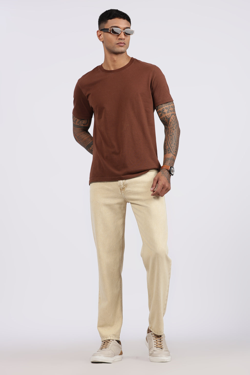Men's Slim Tapered Jeans - Sand Beige Wash